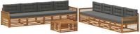 vidaXL - Bank loungeset - 8 zitplekken - Natuurlijk en antraciet - Acacia hout