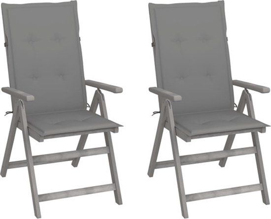 vidaXL Tuinstoelen 2 st verstelbaar met kussens massief acaciahout