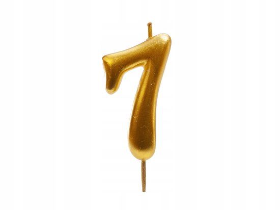 Dekora Gouden Metallic Kaars Cijfer 7 - 5,5 cm - Verjaardag Decoratie