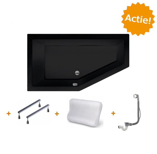 XENZ Beterbad Society Hoekbad Links 160 x 90 cm Ebony