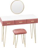Happyment Kaptafel Deluxe - Inclusief spiegel en krukje - Kinderen & volwassenen - Make up tafel voor meisjes - Sinterklaas - Kerstcadeau