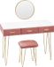 Happyment Kaptafel Deluxe - Inclusief spiegel en krukje - Kinderen & volwassenen - Make up tafel voor meisjes - Sinterklaas - Kerstcadeau