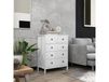 HOMCOM Commode 5 tiroirs blanc poignées métal noir