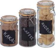 Relaxdays voorraadpotten keuken - glazen opbergpoten - set van 3 - bewaarpotten deksel