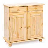 Inter Link - Commode in cottage-stijl - Dressoir in landelijke stijl - Bijzetkast - Massief grenen - 2 deuren - 2 laden - Natuurlijk gelakt