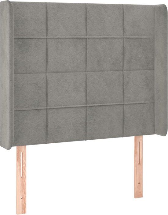 vidaXL Hoofdbord met randen 93x16x118/128 cm fluweel lichtgrijs