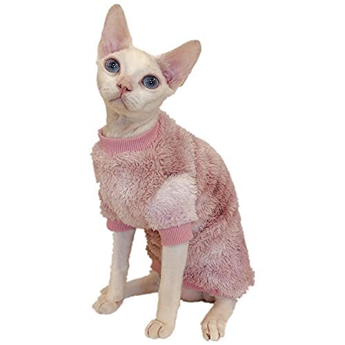 ZHIHAN Sphinx kattenkleding haarloze kat herfst en winter tie-dye warme trui mouwloos vest, trui met mouwen, XS