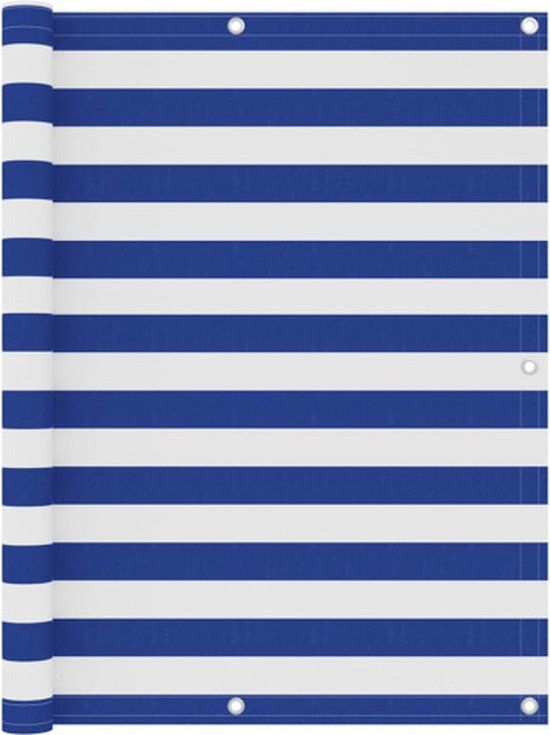 vidaXL Balkonscherm 120x600 cm Oxford stof wit en blauw