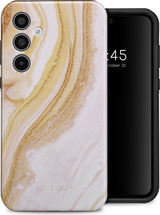 Selencia Hoesje Samsung Galaxy A35 - Vivid Backcover - Chic Marble Gold