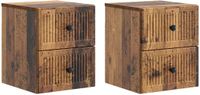 vidaXL Muurbevestigde Nachttafel Oud Hout 2 stuks