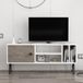 Hanah Home Stijlvolle tv-unit, wit en donkergrijs, 120 x 25 x 51,6 cm, 100% melamine gecoat particle board, 18 mm dik, wandbevestiging met meerdere planken
