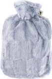 Hugo Frosch Gmbh Warm water kruik met warme bont hoes - grijs - 1800 ml - hoogpolig pluche - kinderen/volwassenen - cadeau