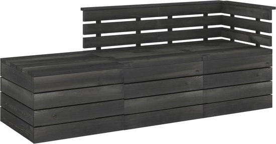 vidaXL 3-delige Loungeset pallet massief grenenhout donkergrijs