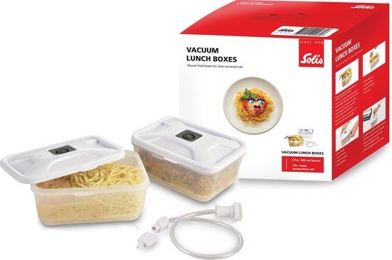 Solis Vacuum Lunch Box - 600 ml - 2 stuks - Wit/Doorzichtig
