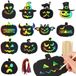 Bol 48 feuilles de papier à gratter pour Halloween citrouille enfants papier à gratter arc-en-ciel avec stylos en bambou et ruban pour accrocher cadeau d'Halloween bricolage