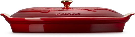 Le Creuset Heritage - Ovenschaal 'Vis -' in Aardewerk Kersenrood - Ovaal - 34cm