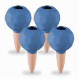 Relaxdays waterdruppelaar keramiek, set van 4, druppelsysteem voor kamer- & balkonplanten, waterbollen, terracotta/blauw