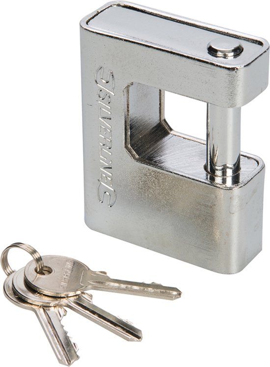 Silverline Gepantserd blokslot - gehard staal - 80 mm - inclusief 3 sleutels