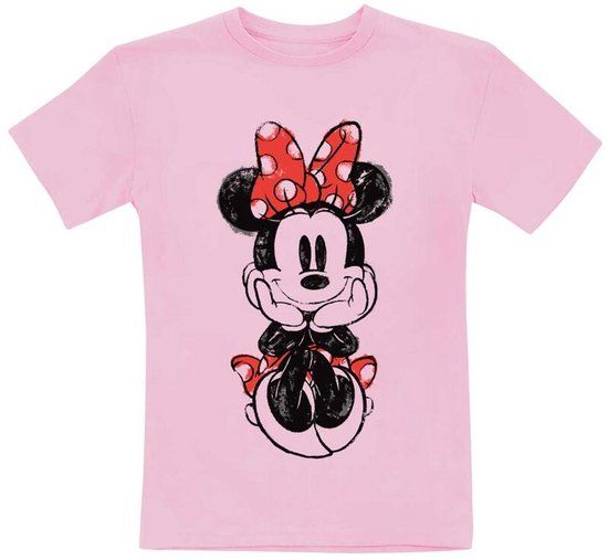 Mickey & Minnie Mouse Mickey Mouse Kids - Sitting Minnie Sketch Unisex T-shirt - roze - 152