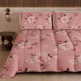 PETTI Artigiani Italiani Bedrukt winterdekbed 220 × 260 cm | Bloemen 21 Poederroze, omkeerbaar, microvezel, 300 g/m², gemaakt in Italië