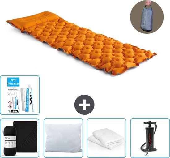 Intex Campingmat - 1-Persoons - 71 x 191 x 11 cm - Oranje - Complete Set