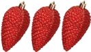 Decoris Kersthangers dennenappels - 6x st - rood - glitter - 8 cm - kunststof - kerstversiering