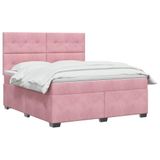 vidaXL Boxspringbed met matras Roze 160 x 200 cm Fluweel