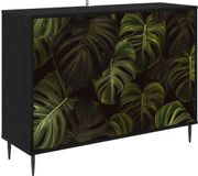 vidaXL Dressoir ELBURG Zwart eiken 102 x 33 x 76 cm Bewerkt hout