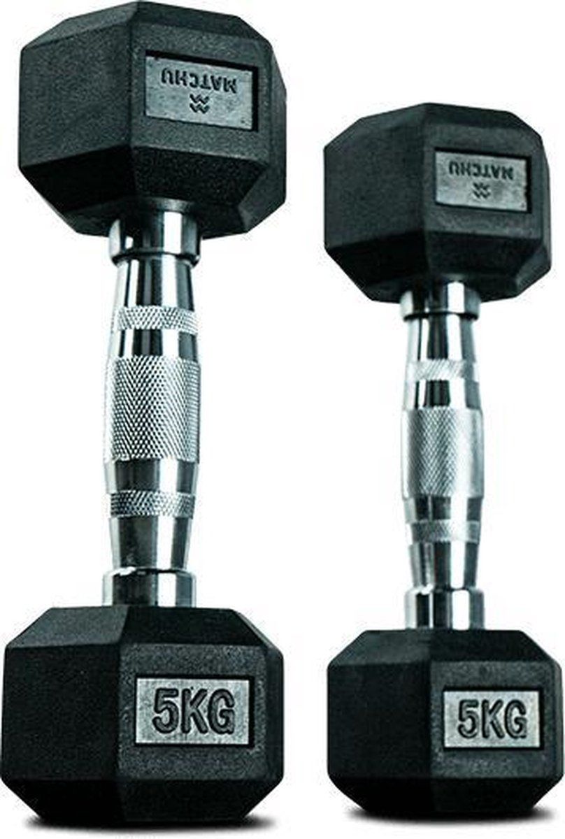 Matchu Sports Hexa Dumbbells - 5KG - Set of 2 - Black