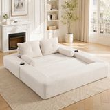 MODFU Slaapbank 2-Zits Opvouwbaar Ribstof Beige