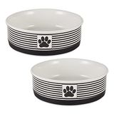 Bone Dry Paw & Patch Keramische Pet Collection, Grote Set, 7.5x2.4, Zwart, 2 Stuk