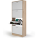 Idmarket - Klark 24 Pair Shoe Cabinet, Beech Effect, 4 White Doors