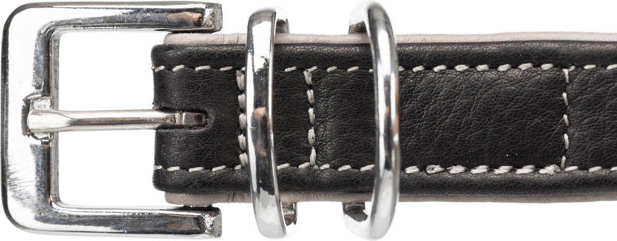 TRIXIE Active Comfort halsband - leer - Zwart/Grijs - 35 mm x 52-63 cm