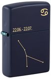 Zippo Stormaansteker, Zodiac Cancer, mat-marineblauw, lasergravure, hervulbaar, herbruikbaar, windbestendig design, cadeaudoos, gemaakt in de VS