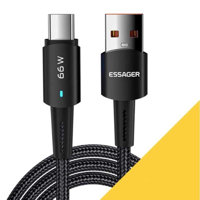 Essager USB-C Oplaadkabel 1 Meter - 66W - Zwart