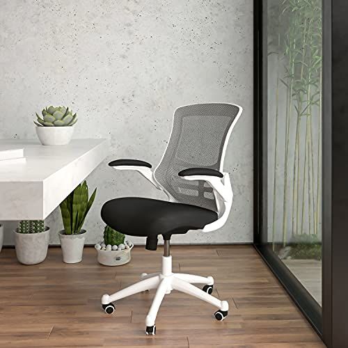 Flash Furniture Bureaustoel - Zwarte Netstof - Wit Frame - 64,77 x 62,23 x 104,78 cm