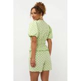 Ydence regular high waist casual short met stippen lichtgroen