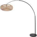 Steinhauer Zwarte vloerlamp Sparkled Light 7507ZW met bamboe kap