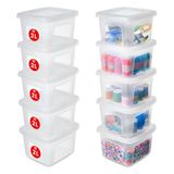 Iris Ohyama, Plastic opbergdoos, 2L bureau opbergdoos, Set van 10, MCB-2, Transparant, Stapelbaar, Clips sluiting, kantoor, woonkamer - B19 x D16.5 x H11 cm