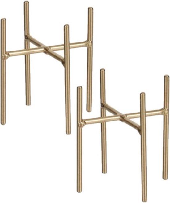 Mica Decorations 3x Plantenstandaard Ascot Goud - 10 x 9 cm - Metaal - Vierkant