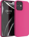 kwmobile telefoonhoesje geschikt voor Apple iPhone 12 / iPhone 12 Pro - Hoesje met siliconen coating - Smartphone case in frambozenroze