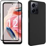 XEPTIO Pack coque noire en TPU et protection écran complet vitre full cover noir en verre trempé pour Xiaomi Redmi Note 14 4G