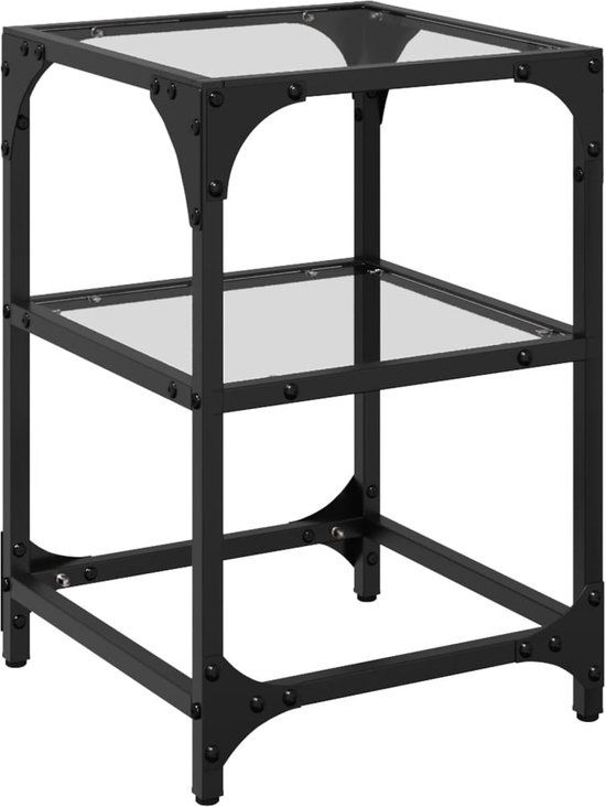 vidaXL Salontafel met transparant glazen blad 30x30x45 cm staal