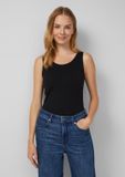 s.Oliver Zwarte Basic Tricot Top met Ronde Hals en Korte Mouwen