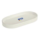 Wenko Fablo Mod Fablo Zakleeger, keramiek, geribbeld, vrijstaand, badkamerorganizer, vacuüm, decoratief dienblad voor badkamer, slaapkamer, woonkamer of kantoor, mat crème