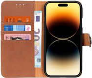 KHAZNEH Book Case Portemonnee Bruin voor Apple iPhone 14 Pro Max