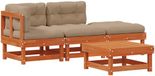 vidaXL Hoek loungeset, 3-zits, Wasbruin grenenhout, Massief grenenhout