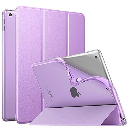 MoKo Case For New iPad 9th/8th/7th Gen Case (2021/2020/2019), Soft TPU Translucent Frosted Back Cover Slim Shell Protective Case with Stand for iPad 10.2 inch,Auto Wake/Sleep,Purple