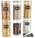 Arendo Pots de stockage, Set de 6, 1,5 Litre, Verre borosilicaté, Couvercle en bambou, Hermétique, -40 à +400 °C, Autocollants et stylo inclus