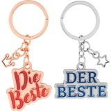 GRUSS & CO 73827 Sleutelhanger voor koppels met "Beste" motief - Set van twee hangers met sleutelring - Met hanger met Duitse spreuk - Cadeau voor twee, voor koppels, Meerkleurig, Eén maat, Beste